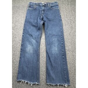 Levis 517 Boot Cut Jeans Mens Sz 32x34 Fits 34x30 Med Wash Raw Hem Denim Blue
